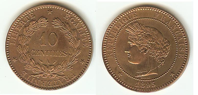 10 centimes Cérès 1895 Paris SPL-